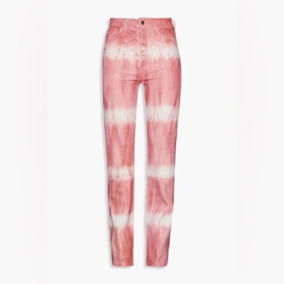 REMAIN by Birger Christensen NWT Lynn Pink Tie Dye Leather Pants size Large